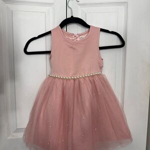 Charming Pink Pearl-Embellished Kids Dress